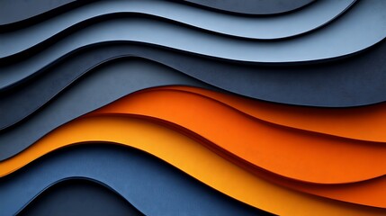 Abstract Wavy Layers Of Blue And Orange Hues