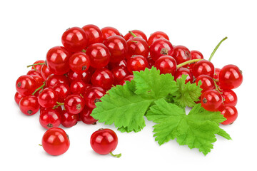 Red currant berries isolated on white background