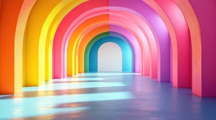 A bold Pride-themed background with vivid rainbow arches framing the perimeter and leaving a clean blank center for emphasis 