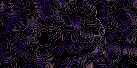 Abstract light pattern Vector illustration. Topographic map background concept, Vibrant neon lights pulsating patterns Colorful topography contour lines isolated on black background.	