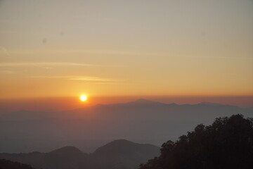 A sunset at Nan in Thailand.