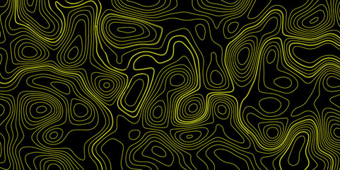 Abstract light pattern Vector illustration. Topographic map background concept, Vibrant neon lights pulsating patterns Colorful topography contour lines isolated on black background.	