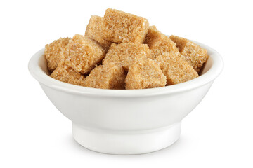 brown sugar in a ceramic bowl isolated on white background