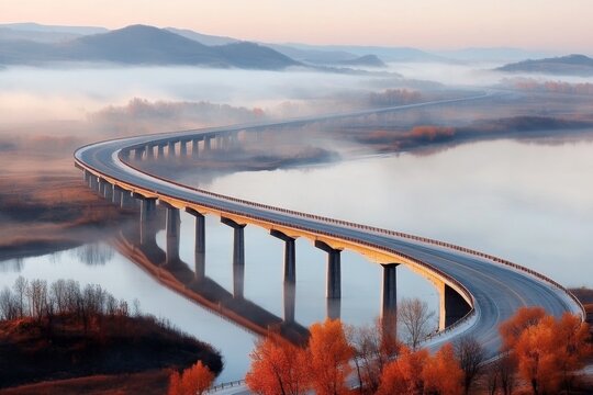 An aerial view of the bridges spanning the Mississippi River along Iowa border, connecting to neighboring states