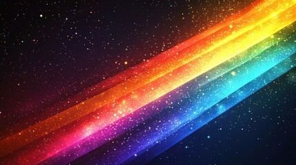 Obraz premium A dynamic Pride-inspired background with diagonal rainbow streaks framing a plain central space for customization 