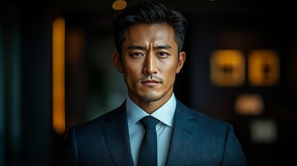 beautifully appointed office confident Asian male finalizes important deal engaging devilish figure adds air intrigue corporate encounter.