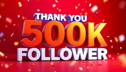 Fototapeta premium 3D text thankyou 500k follower background