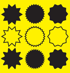Set of Vector Starburst Badges. Simple Flat Style Vintage Labels, Stickers.