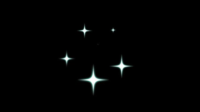 sparkling stars animation, Twinkle light stars sparkling, Star twinkling for festive holiday event. night sky,  Glow twinkle movement timeline, energy explosion video. black screen background 4k video