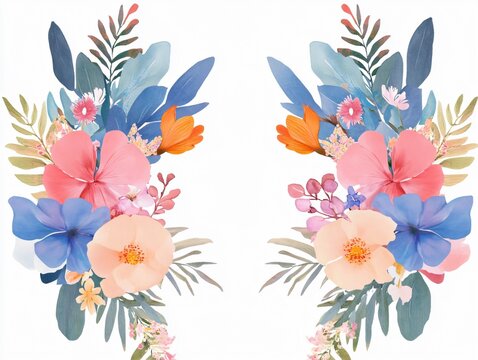 Vibrant Watercolor Floral Bouquet Design for Invitations