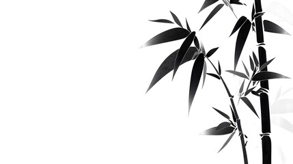 Naklejka premium Black and White Stylized Bamboo Plant Illustration