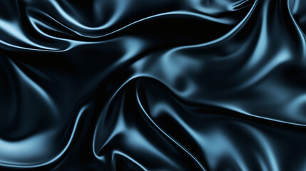 Fototapeta premium Draped black satin fabric, silk, satin