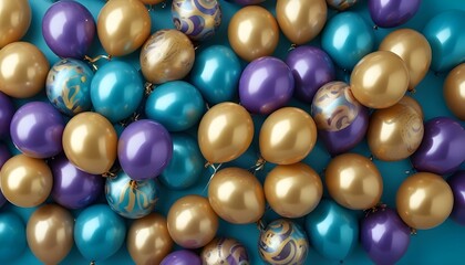 Globos de colores sobre un fondo turquesa