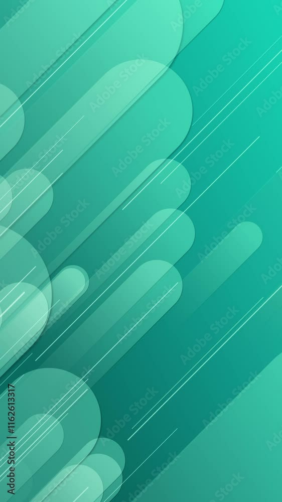 Poster blue lines and shapes are moving from the bottom left of a gradient abstract background, vertical co