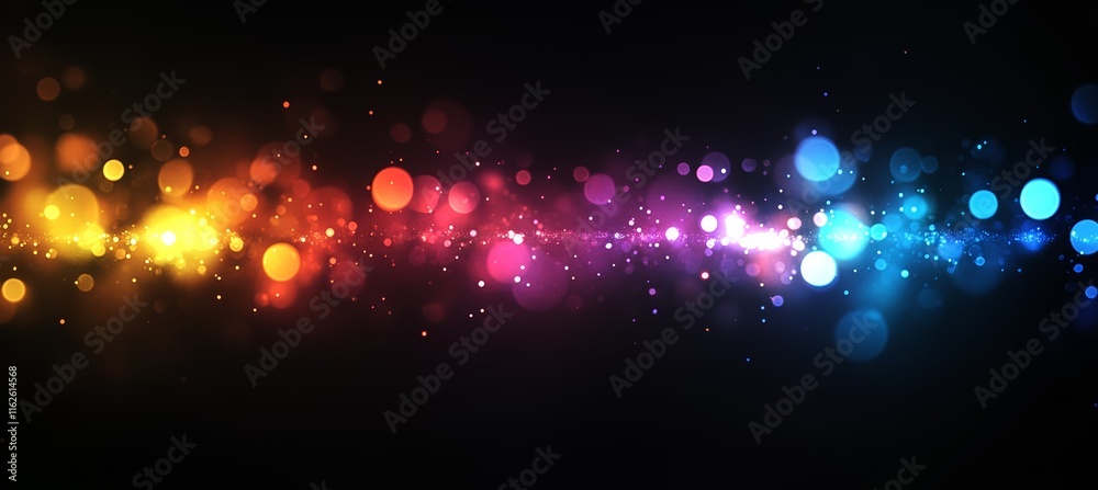 Wall mural abstract shiny colorful lights sparkle on dark background. generative ai technology.