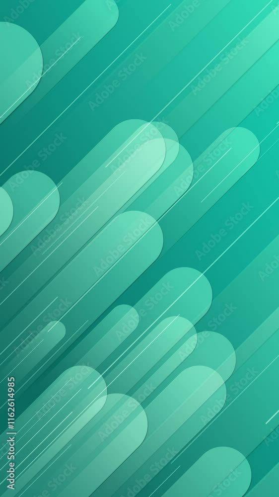 Poster blue lines and shapes are moving from the bottom left of a gradient abstract background, vertical co