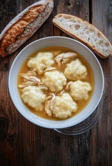 Delicious Chicken and Dumplings Soup Bowl, Homemade Comfort Food