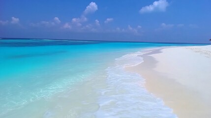 Fototapeta premium Stunning Turquoise Ocean Waves on Pristine White Sandy Beach