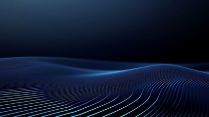 Naklejka premium A dark, wavy landscape of blue lines against a black background, creating a sense of depth and movement.