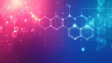 Abstract scientific illustration featuring molecular structures with glowing effects and clean modern designs 