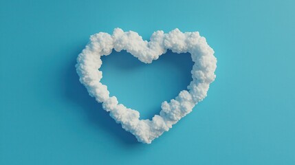 Fototapeta premium Heart-Shaped Cloud on Blue Background Evoking Love and Serenity