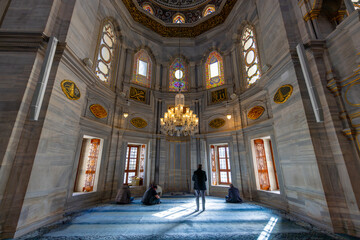 A beautiful view of the Nuruosmaniye Camii, the mosque near the Grand Bazaar in Istanbul, Turkey