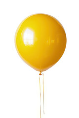 A bright yellow balloon floating with ribbons, symbolizing celebration and joy. isolated on white background