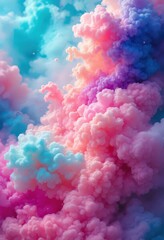 Fototapeta premium Colorful abstract clouds with vibrant pink, blue, and purple hues. Creative background for Valentine Day, Easter, and artistic projects.
