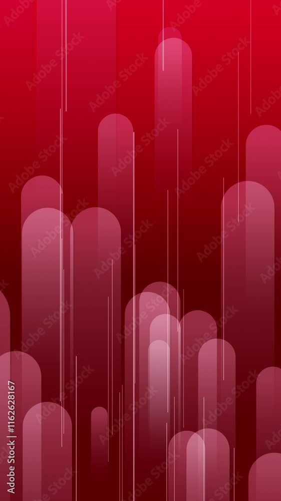 Poster red lines and shapes are moving from the bottom of a gradient abstract background, vertical composit