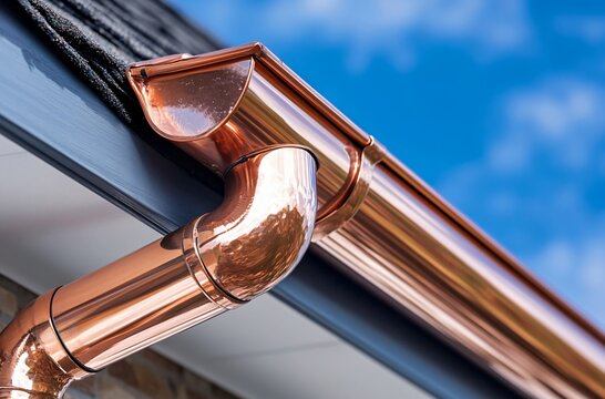 Stunning Copper Gutters on Modern Home Exterior