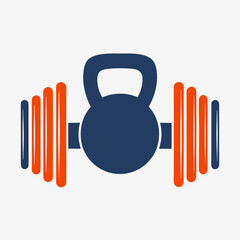 Fitness Kettlebell Barbell Logo Vector Design.