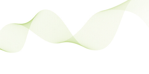 abstract vector green colored wave melody lines on white background. Vector illustration.