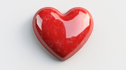 Shiny Red Heart Sculpture on Clean Background for Romantic Concept