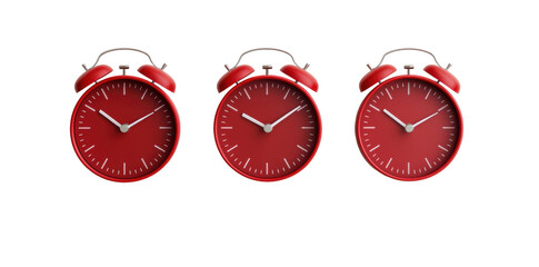 Minimalistic red clocks on flat lay photography