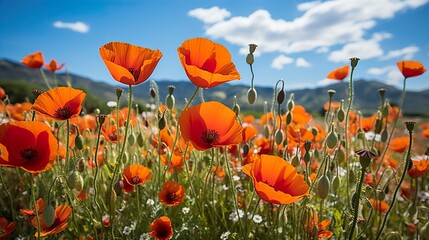 Obraz premium field of red poppies HD 8k wallpaper stoke photographic image