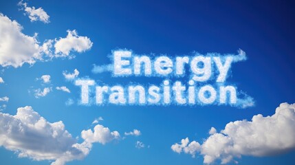 Energy transition concept with clouds in blue sky for inspirational environmental design