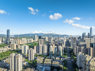 Fototapeta premium High angle view modern city buildings skyline in Shenzhen, China