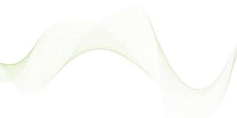 Fototapeta premium abstract vector green colored wave melody lines on white background. Vector illustration.