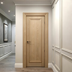 close up of a wooden door in the hallway