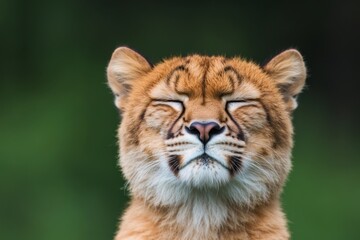 Obraz premium Majestic lion enjoying a moment of tranquility in a lush natural habitat