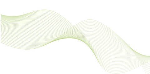 abstract vector green colored wave melody lines on white background. Vector illustration.