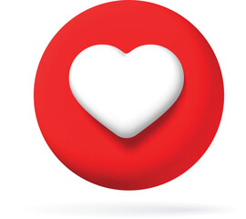 3d Heart icons for social media. 3d vector rendering symbol. Vector illustration
