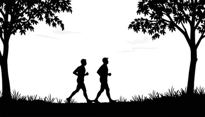 Two men jogging against a nature backdrop