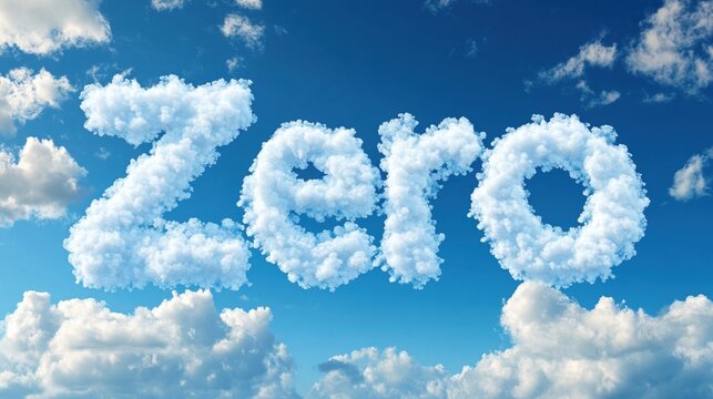 Zero shaped clouds against a bright blue sky: imaginative skywriting art for creative concepts