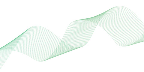 abstract vector green colored wave melody lines on white background. Vector illustration.