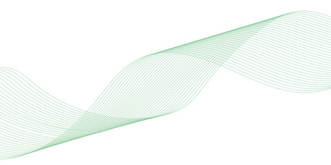 abstract vector green colored wave melody lines on white background. Vector illustration.
