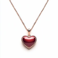 A stylish heart-shaped pendant necklace in red and gold tones, perfect for adding a touch of elegance to any outfit.