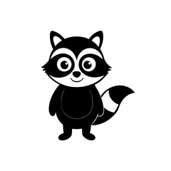 Raccoon cartoon vector silhouette