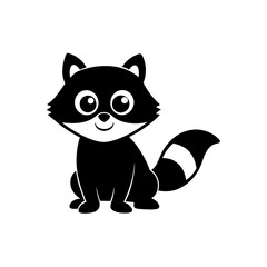 Raccoon cartoon vector silhouette