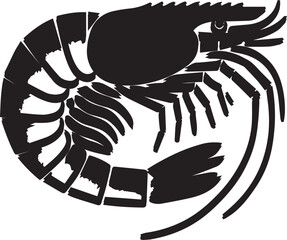 Silhouette Shrimp Fish Vector Design.